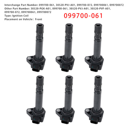 Honda & Acura I4 V6 1999-2011 6PCS Ignition Coils 099700-061 099700-072