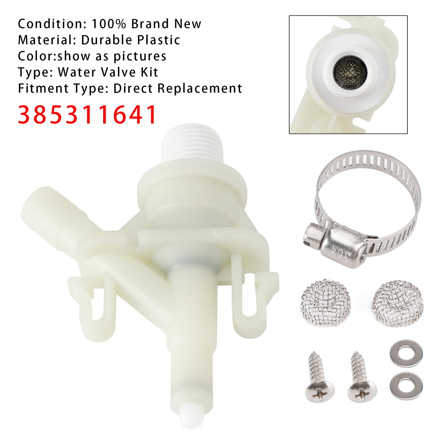 Dometic 300/310/320 Series RV/Camper/Trailer 385311641 Toilet Water Valve Kit