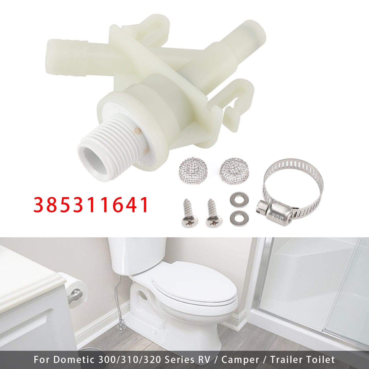 Dometic 300/310/320 Series RV/Camper/Trailer 385311641 Toilet Water Valve Kit