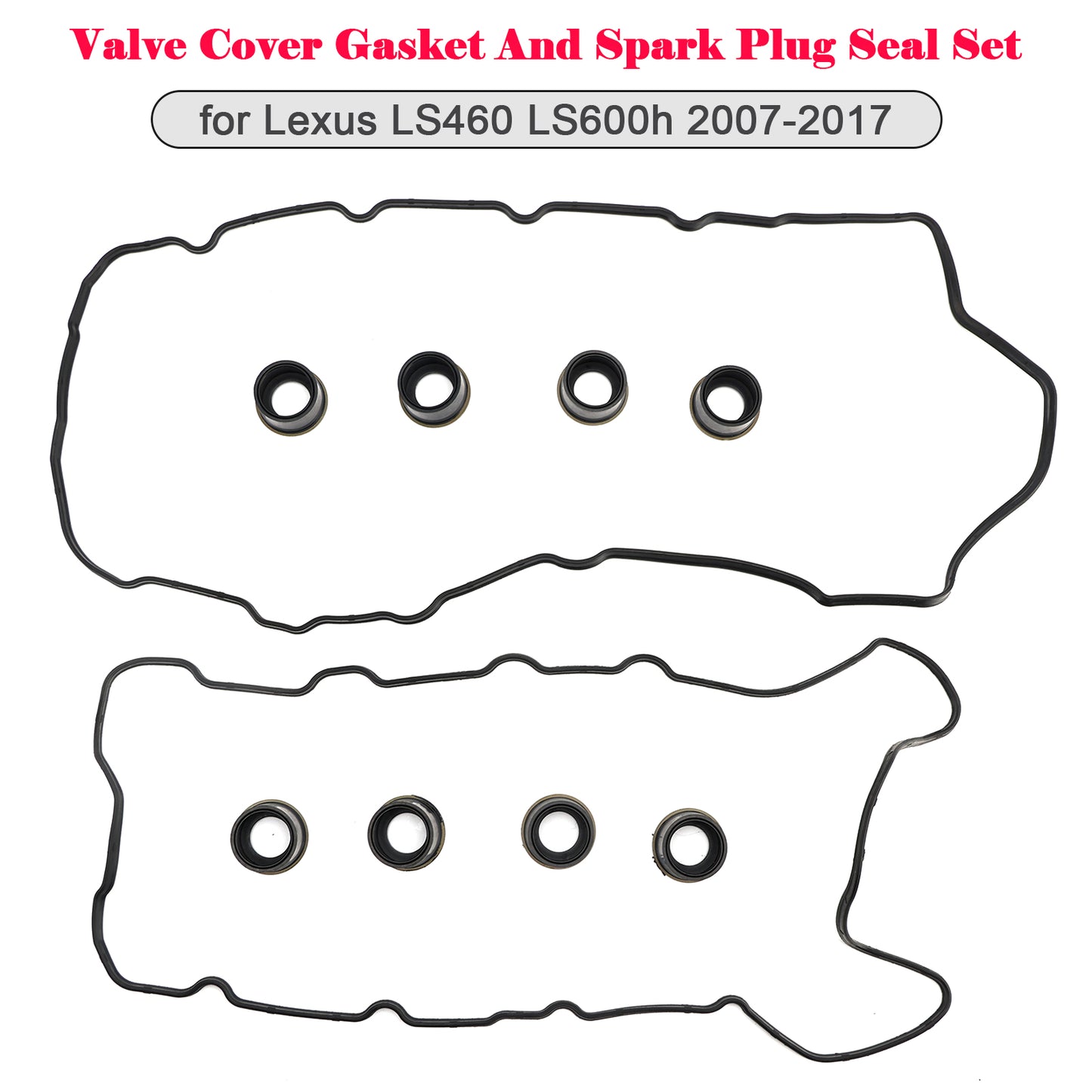 Lexus LS460 LS600h 2007-2017 Valve Cover Gasket And Spark Plug Seal Set 11213-38030 11214-38020 11193-38020