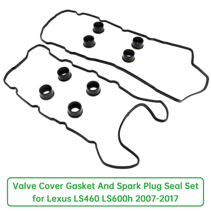Lexus LS460 LS600h 2007-2017 Valve Cover Gasket And Spark Plug Seal Set 11213-38030 11214-38020 11193-38020