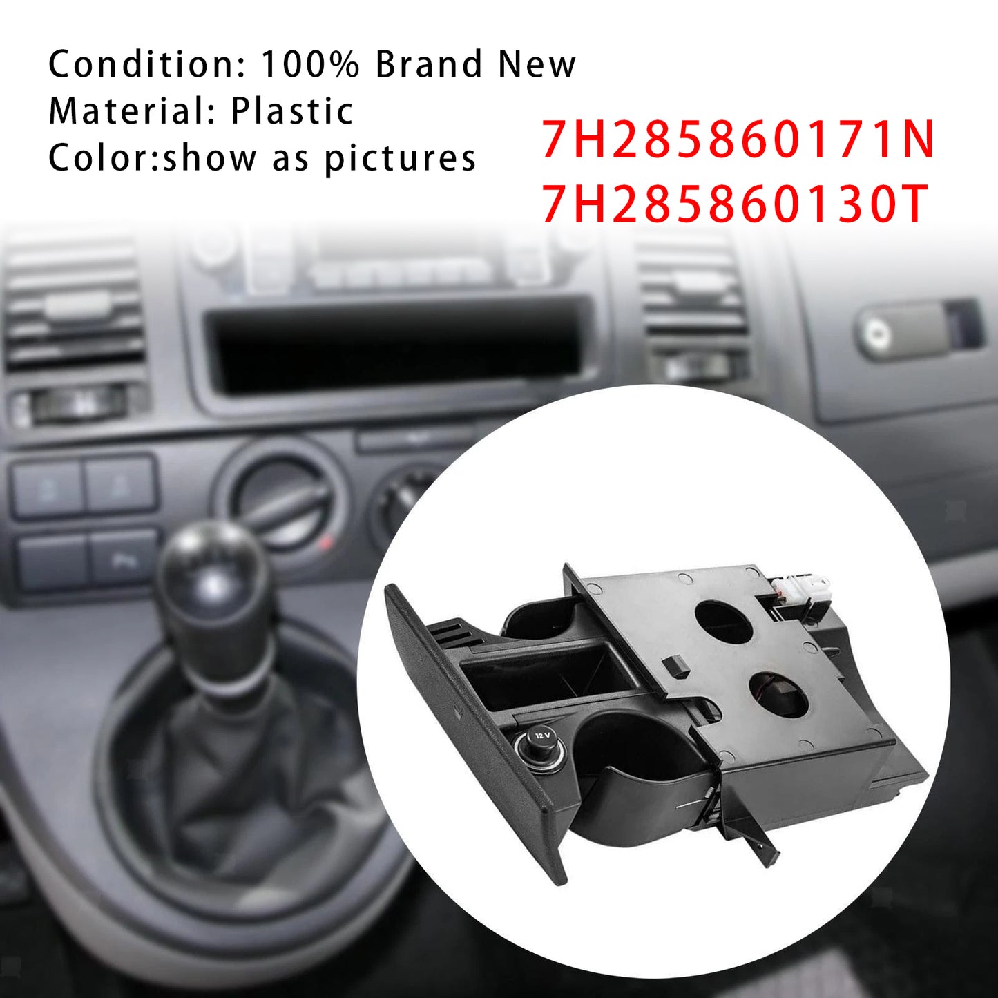 VW Transporter T5 7H285860171N Black Premium Cup Holder