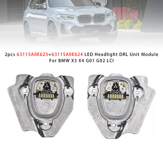 BMW X3 X4 G01 G02 LCI 2pcs 63115A0E623+63115A0E624 LED Headlight DRL Unit Module