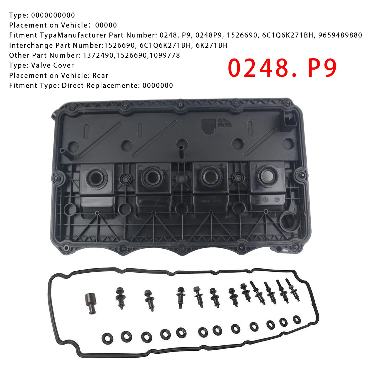 Citroen Peugeot Ford 2.2 HDI TDCI 0248.P9 Valve Cover Cylinder Head Cover 0248P9 1526690 6C1Q6K271BH