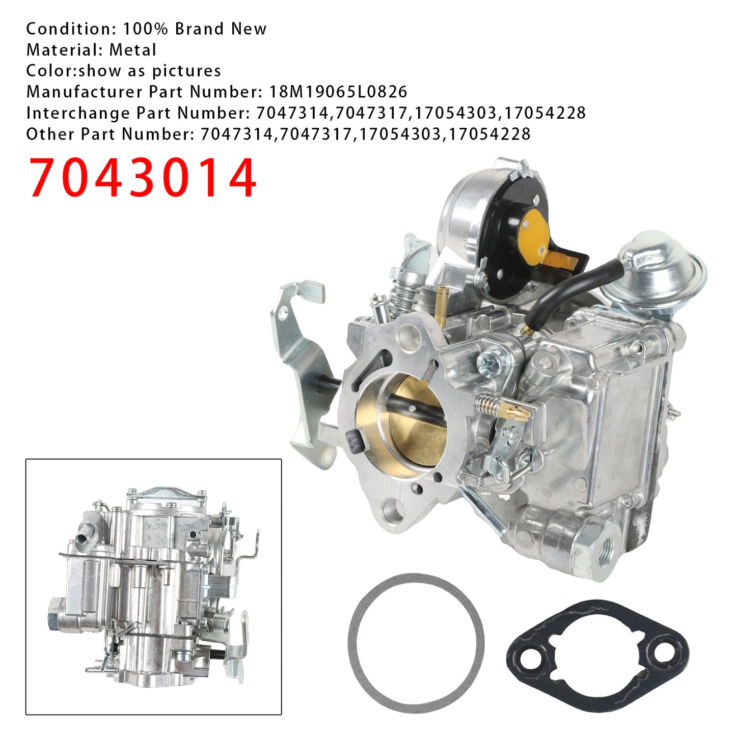 Chevy & GMC L6 eingines- 4.1L 250 & 4.8L 292 Carburetor w/Gaskets 7043014