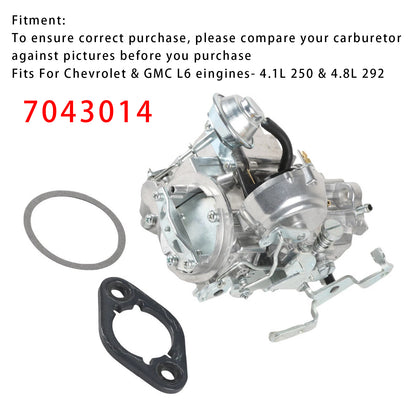Chevy & GMC L6 eingines- 4.1L 250 & 4.8L 292 Carburetor w/Gaskets 7043014