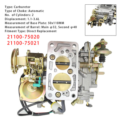 1993-1998 Toyota 1RZ 4Y Hiace 2 Cyl Carb Carburetor 21100-75020 21100-75021