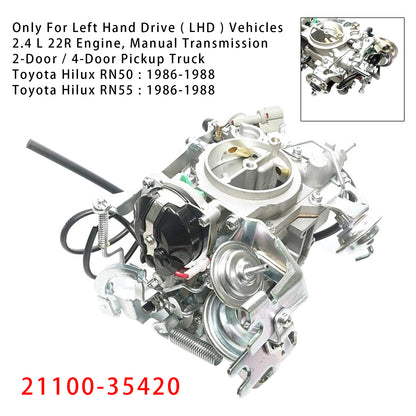 Toyota Hilux 4D Double Cab RN50 RN55 2.4 L 22R LHD 1986-1988 Carburetor 21100-35420