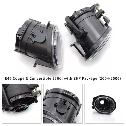 2003-2005 BMW E46 Sedan 330I with ZHP Package Pair Front Fog Light Lamps Without Bulbs 63177894017 63177894018