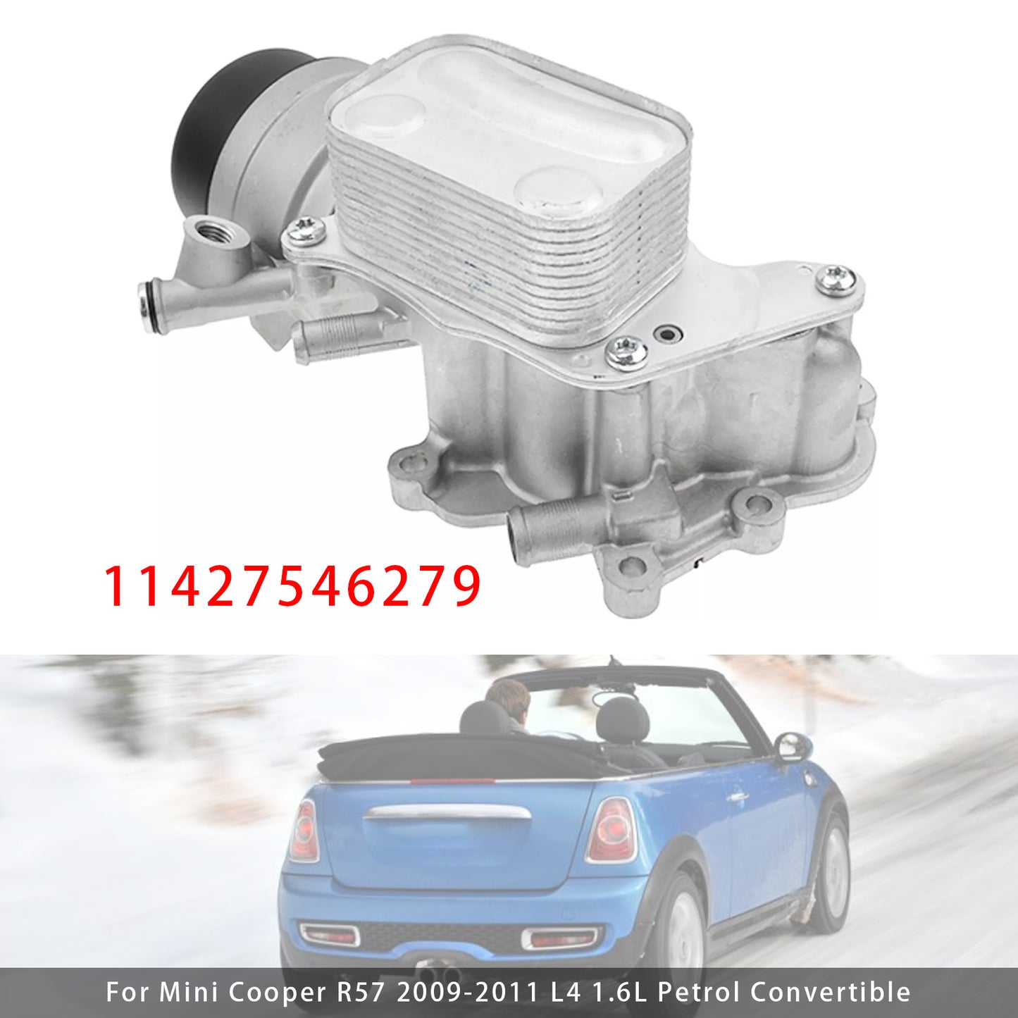 Mini Cooper R55 R56 R57 2007-2011 L4 1.6L Turbo Engine Oil Cooler Assembly 11427546279