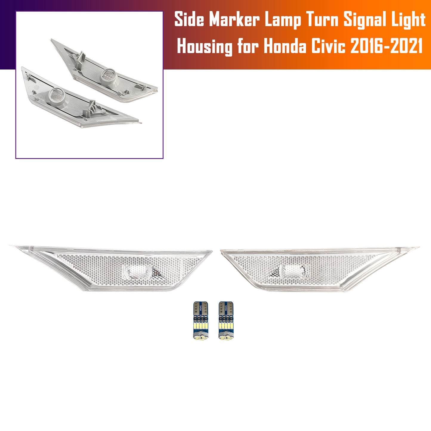 Honda Civic 2016-2021 Side Marker Lamp Turn Signal Light Housing With light bulb for Honda Civic 2016-2021