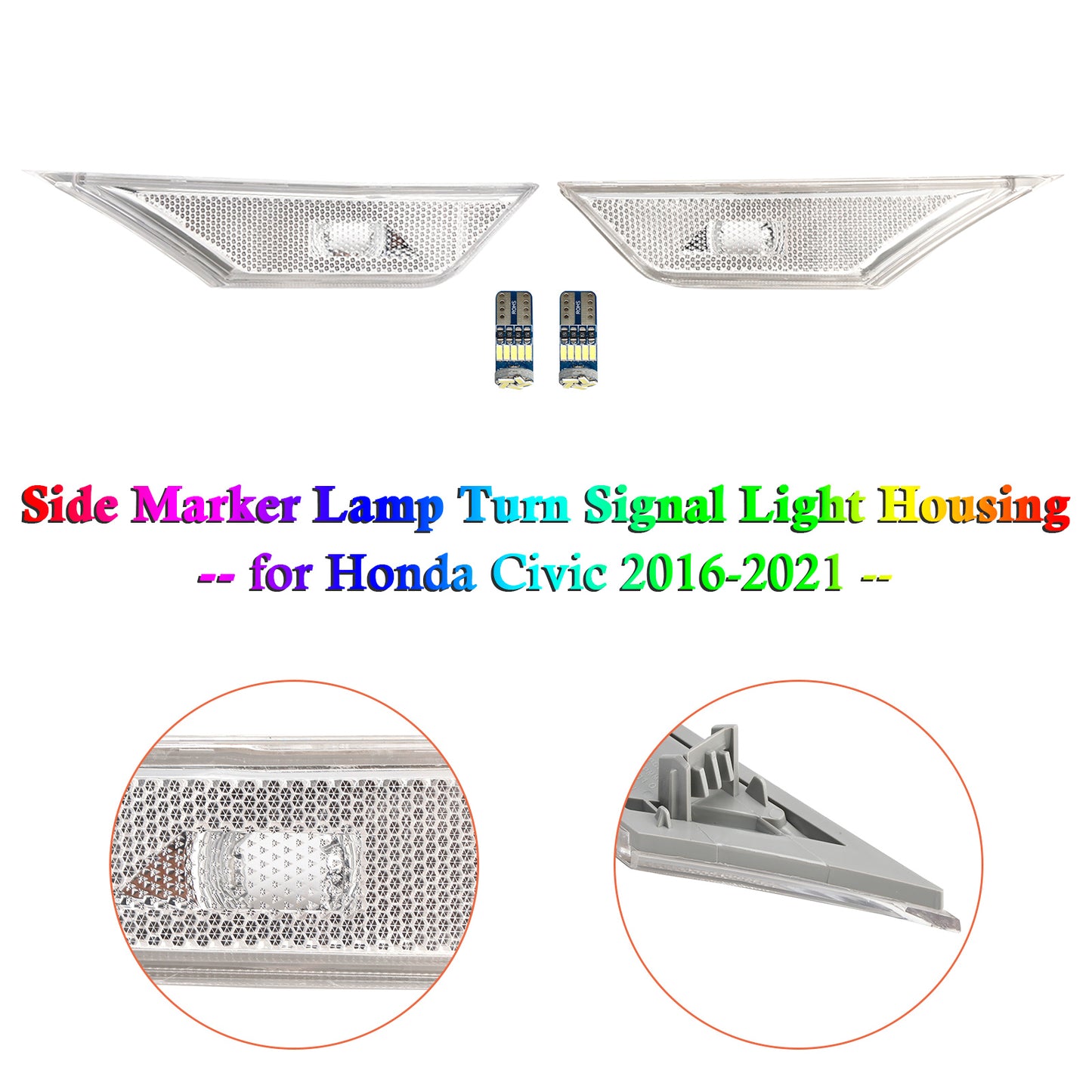 Honda Civic 2016-2021 Side Marker Lamp Turn Signal Light Housing With light bulb for Honda Civic 2016-2021