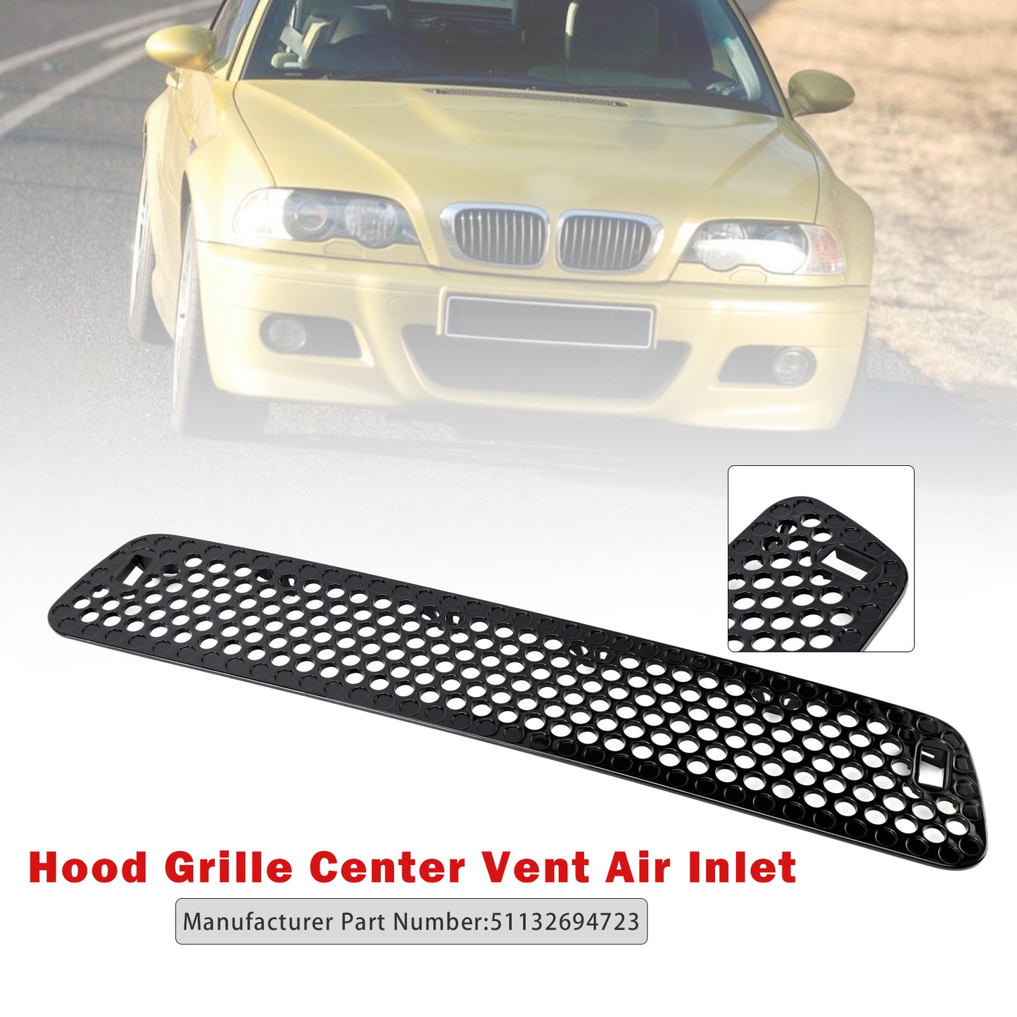 BMW E46 M3 2001-2006 Hood Grille Center Vent Air Inlet 51132694723