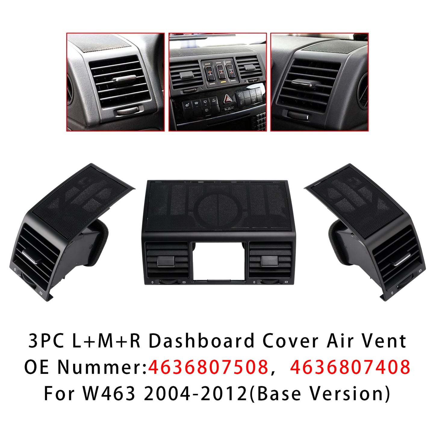 3PCS A/C Air Vent Grille Cover 4636807508 For Benz W463 G500 G55 AMG 2004-2012