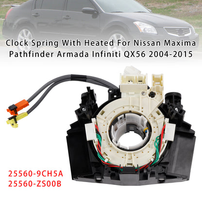 Nissan Maxima Pathfinder Armada Infiniti QX56 2004-2015 Clock Spring With Heated 5560-9CH5A 25560-ZS00B