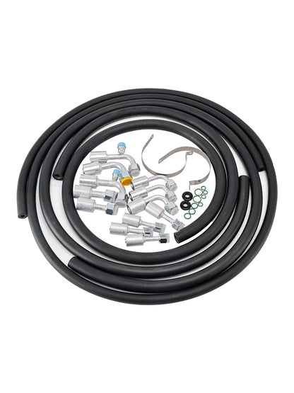 42810100 A/C Hose & Fitting Kit  Includes Band Clamps & Grommets For Custom Air Conditioning Lines, Straight & 90Degree Fittings O-Rings,AN6/AN8/AN10 Hoses