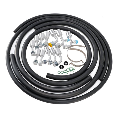 42810100 A/C Hose & Fitting Kit  Includes Band Clamps & Grommets For Custom Air Conditioning Lines, Straight & 90Degree Fittings O-Rings,AN6/AN8/AN10 Hoses