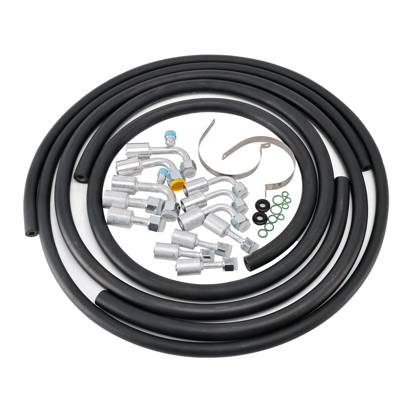 42810100 A/C Hose & Fitting Kit  Includes Band Clamps & Grommets For Custom Air Conditioning Lines, Straight & 90Degree Fittings O-Rings,AN6/AN8/AN10 Hoses
