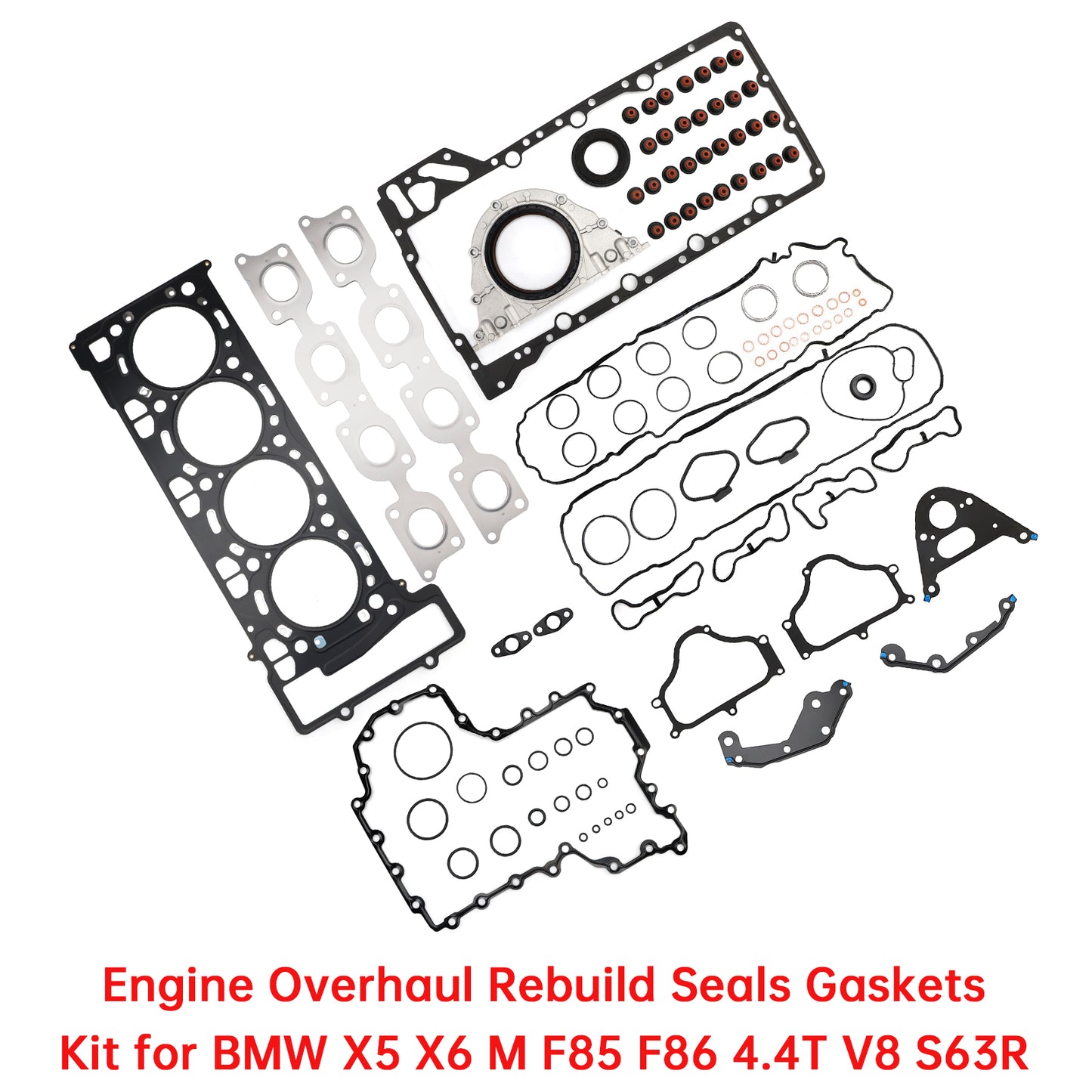 2014-2018 F85 / S63R 2014-2019 F86 / S63R BMW X5 X6 M 11127614700 11127614701 Engine Overhaul Rebuild Seals Gaskets Kit F85 F86 4.4T V8 S63R