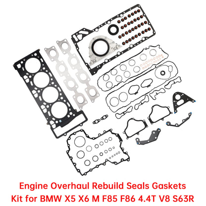 2014-2018 F85 / S63R 2014-2019 F86 / S63R BMW X5 X6 M 11127614700 11127614701 Engine Overhaul Rebuild Seals Gaskets Kit F85 F86 4.4T V8 S63R