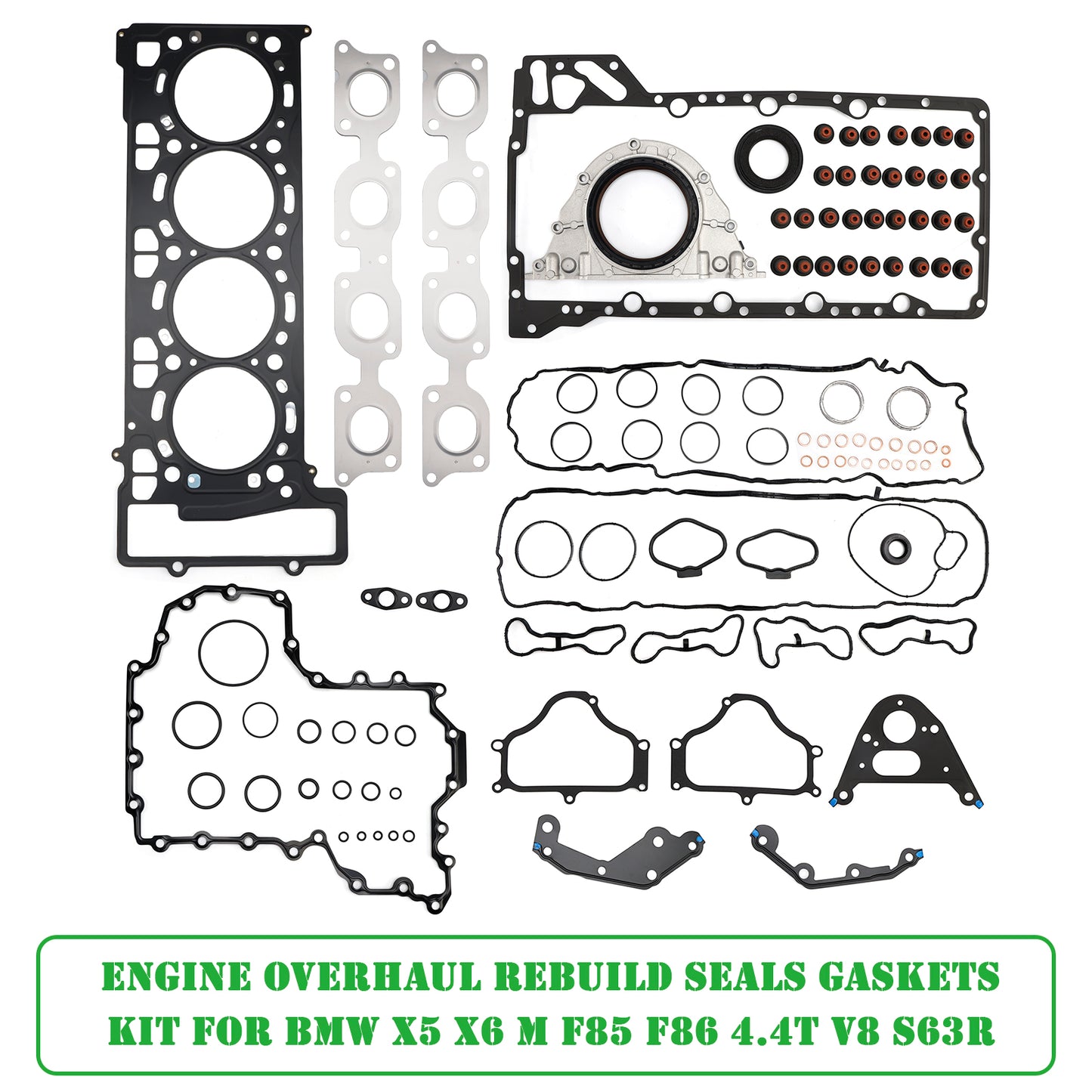 2014-2018 F85 / S63R 2014-2019 F86 / S63R BMW X5 X6 M 11127614700 11127614701 Engine Overhaul Rebuild Seals Gaskets Kit F85 F86 4.4T V8 S63R