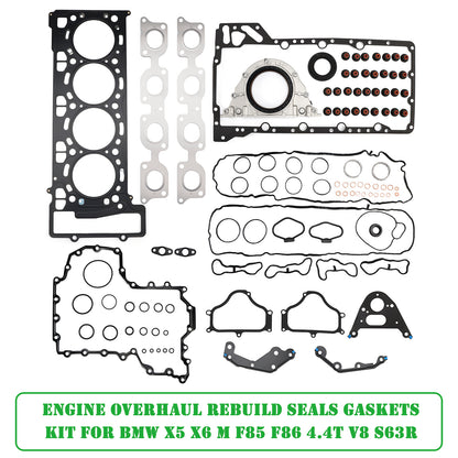 2014-2018 F85 / S63R 2014-2019 F86 / S63R BMW X5 X6 M 11127614700 11127614701 Engine Overhaul Rebuild Seals Gaskets Kit F85 F86 4.4T V8 S63R