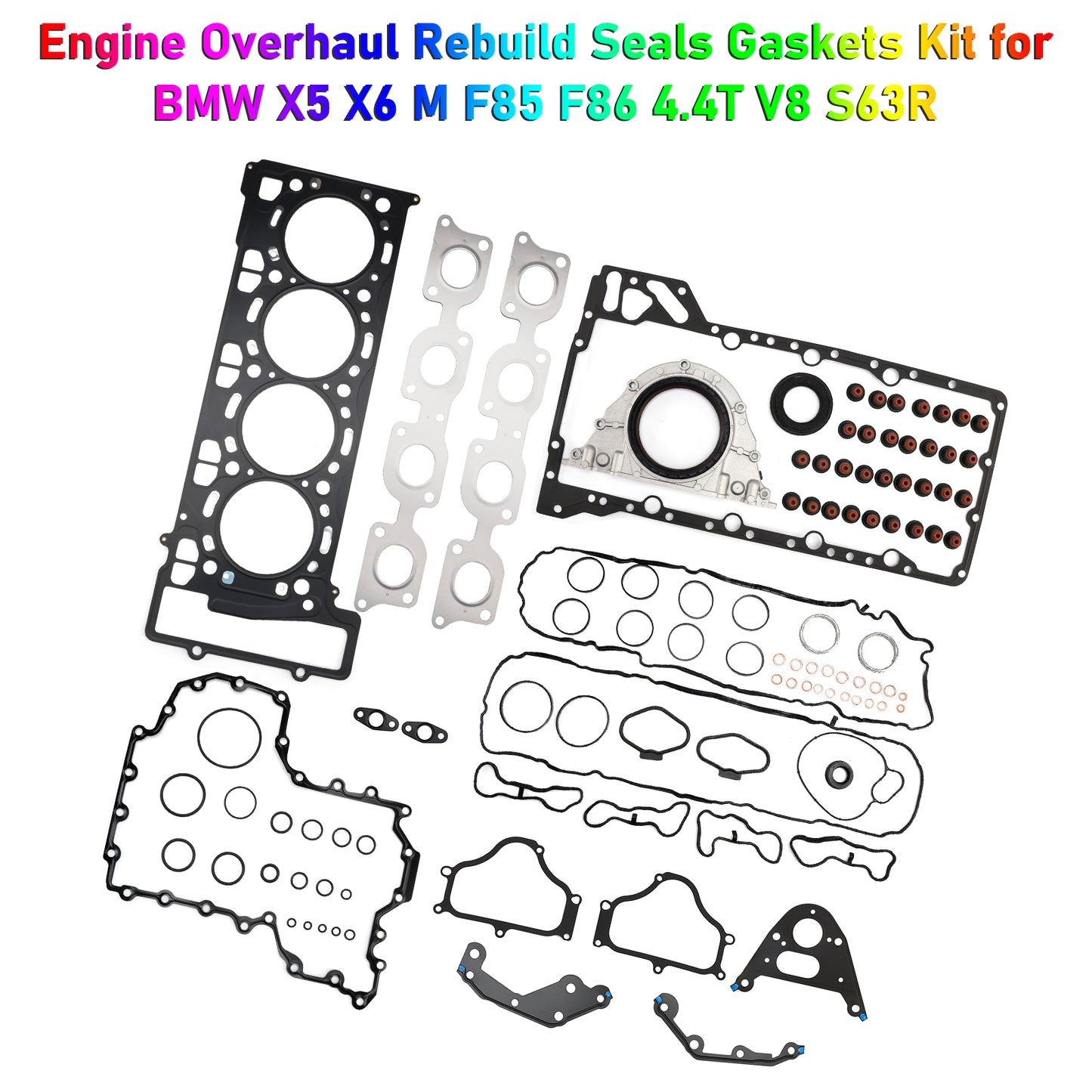 2014-2018 F85 / S63R 2014-2019 F86 / S63R BMW X5 X6 M 11127614700 11127614701 Engine Overhaul Rebuild Seals Gaskets Kit F85 F86 4.4T V8 S63R