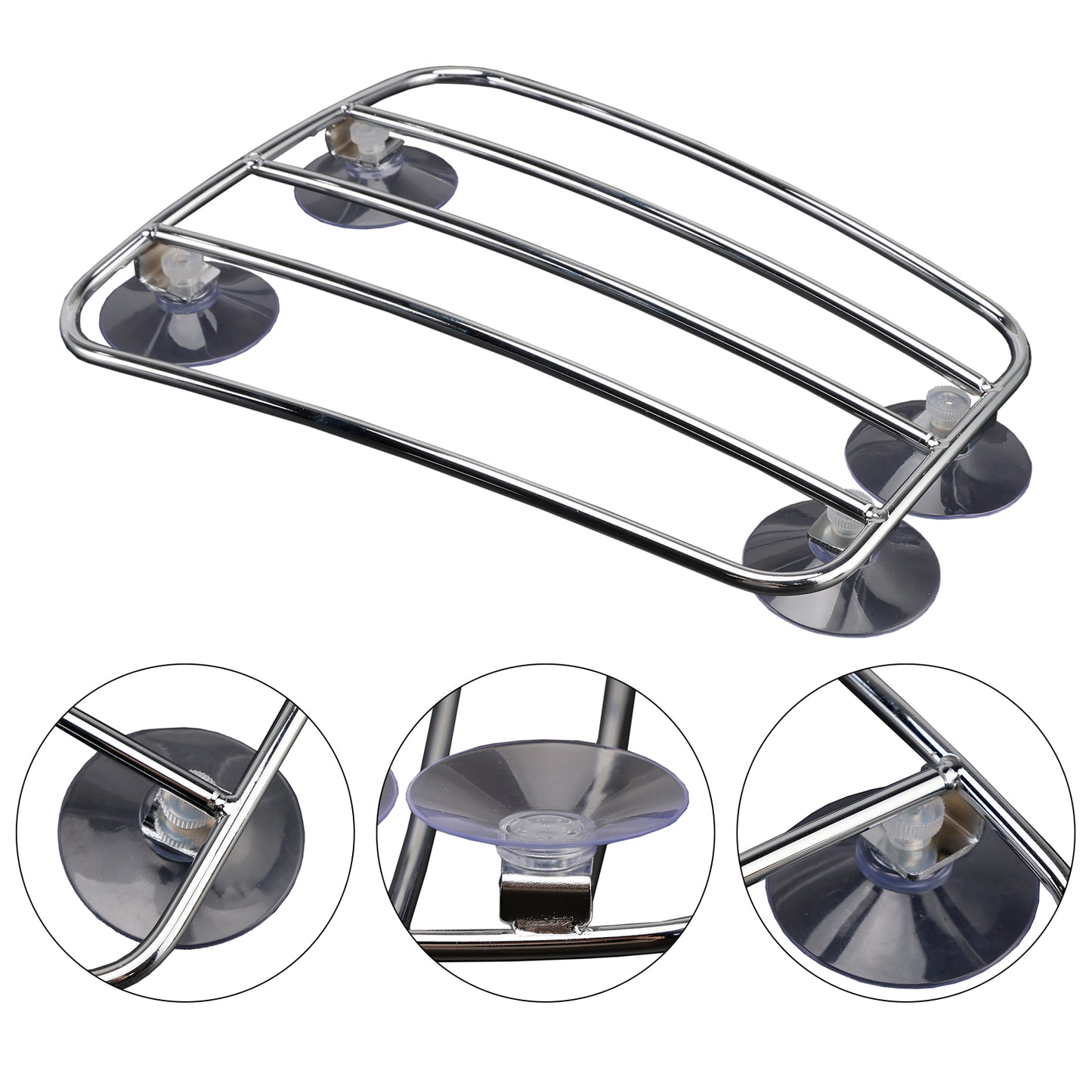 Universal Parcel Tank Rack Polished Carrier w/Suction Cups For Bobber Cafe Racer