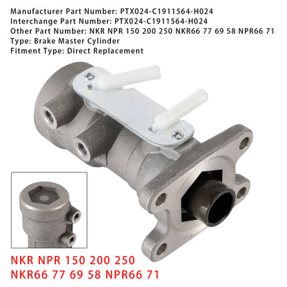 12/1993-1996 Isuzu NKR150 NKR NKR58 2 Door Truck 3.6L Diesel PTX024-C1911564-H024 Brake Master Cylinder