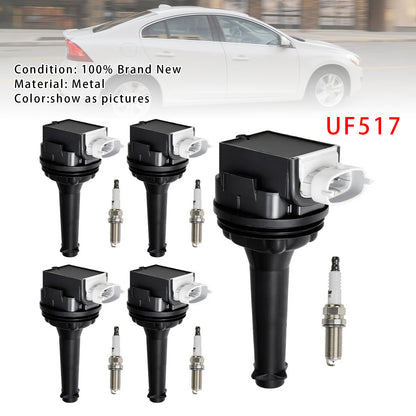 2010-2011 Volvo V50 T5 R-Design Wagon 4-Door UF517+ 5x Ignition Coil Pack Spark Plugs