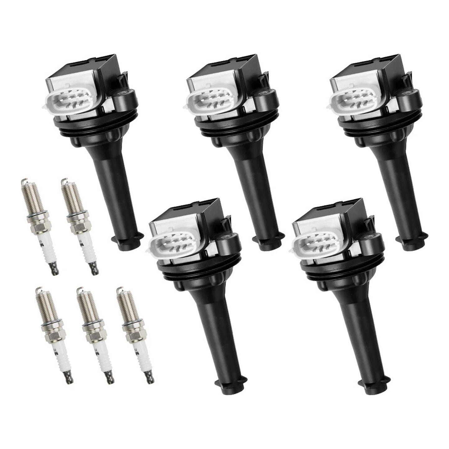 2010-2011 Volvo V50 T5 R-Design Wagon 4-Door UF517+ 5x Ignition Coil Pack Spark Plugs