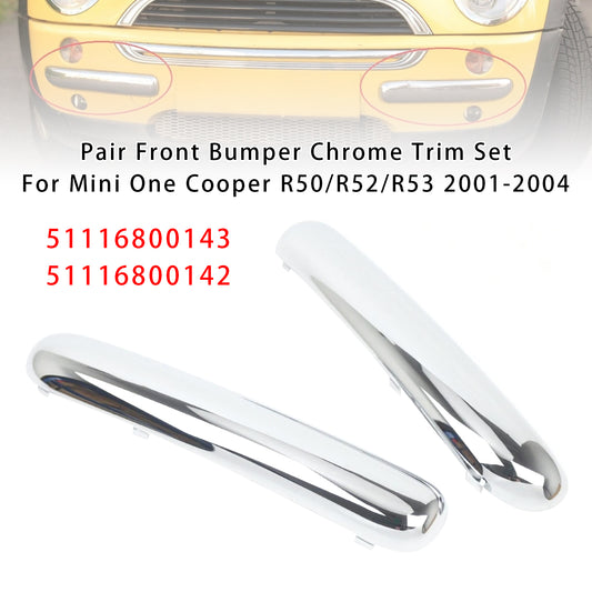 2001-2004 Mini One Cooper R50/R52/R53 Pair Front Bumper Chrome Trim Set