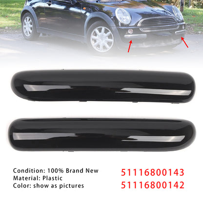 Mini Copper One Cabrio R50 2001.06 - 2004 Glossy Black 51116800143 Pair Front Bumper Trim Set