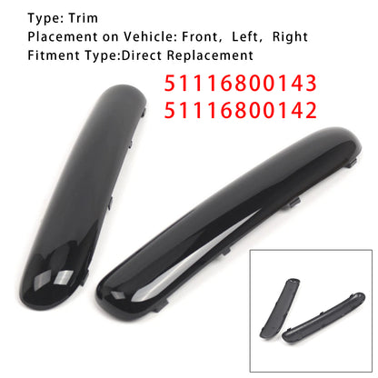Mini Copper One Cabrio R50 2001.06 - 2004 Glossy Black 51116800143 Pair Front Bumper Trim Set