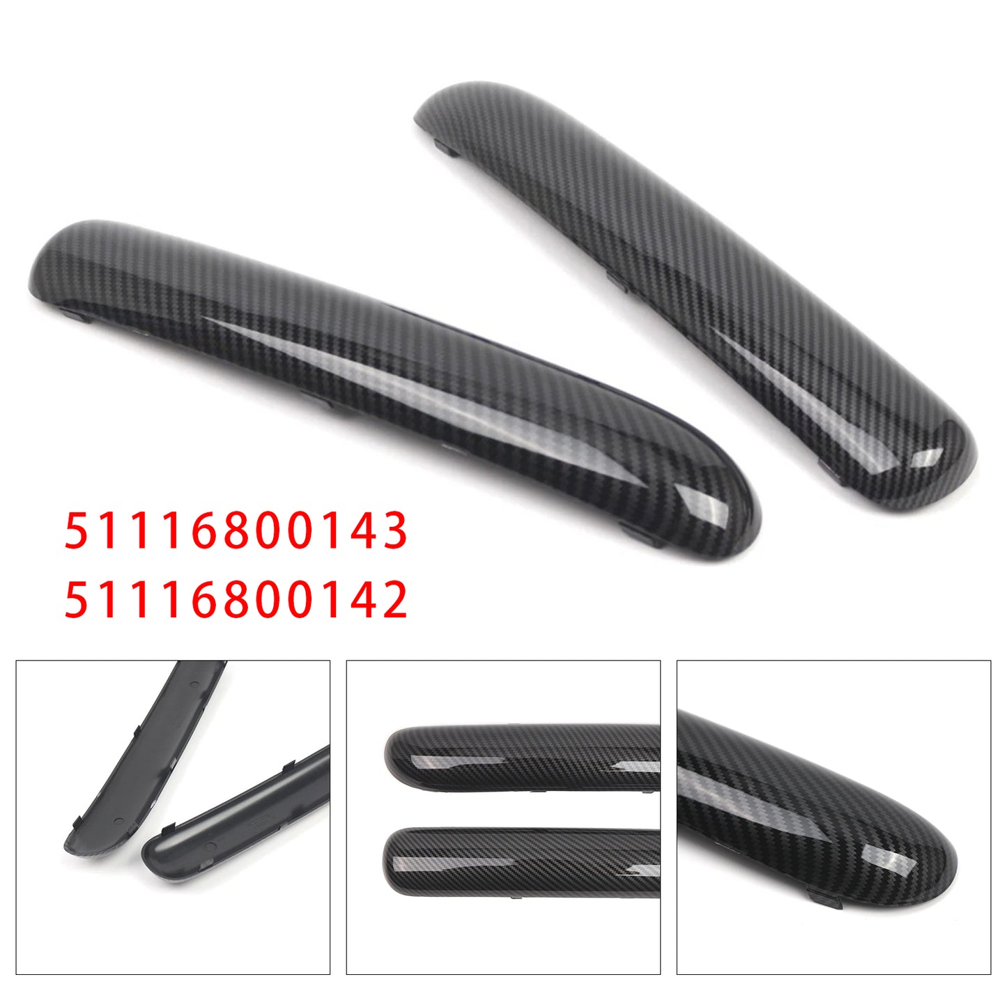 Carbon Fibre Pair Front Bumper Trim Set 2001-2004 Mini One Cooper R50/R52/R53