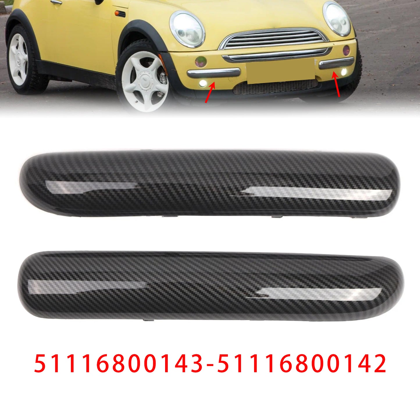 Carbon Fibre Pair Front Bumper Trim Set 2001-2004 Mini One Cooper R50/R52/R53