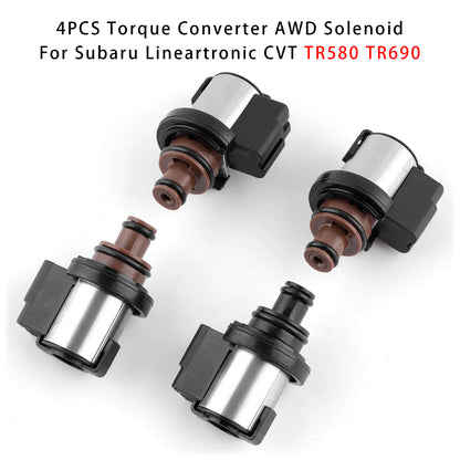 Subaru Crosstrek Forester Legacy Outback Impreza with CVT TR580 / TR690 Transmission 31706AA030 4PCS Torque Converter AWD Solenoid