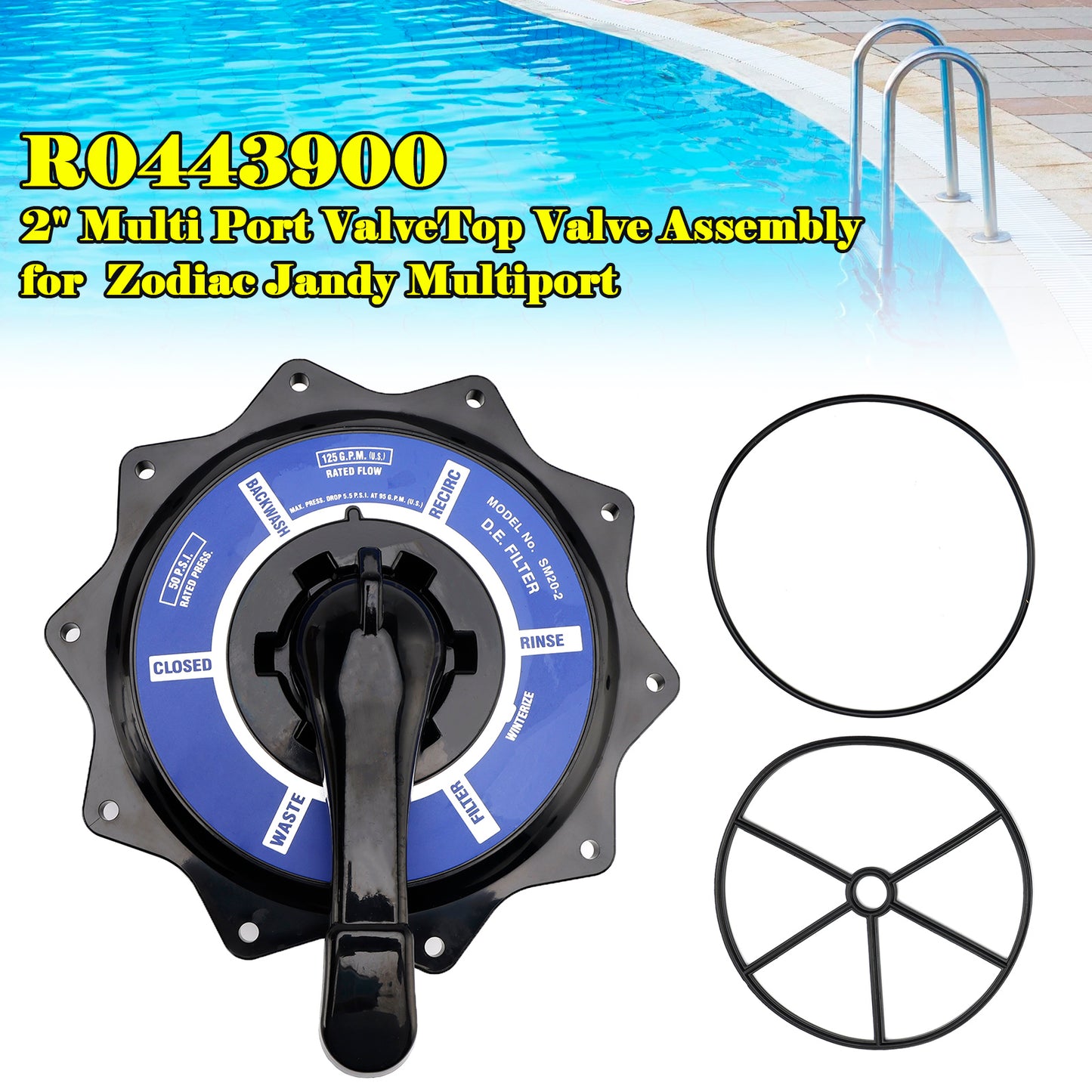 Zodiac Jandy Multiport Valve Replacement 2" Top Valve Assembly R0443900