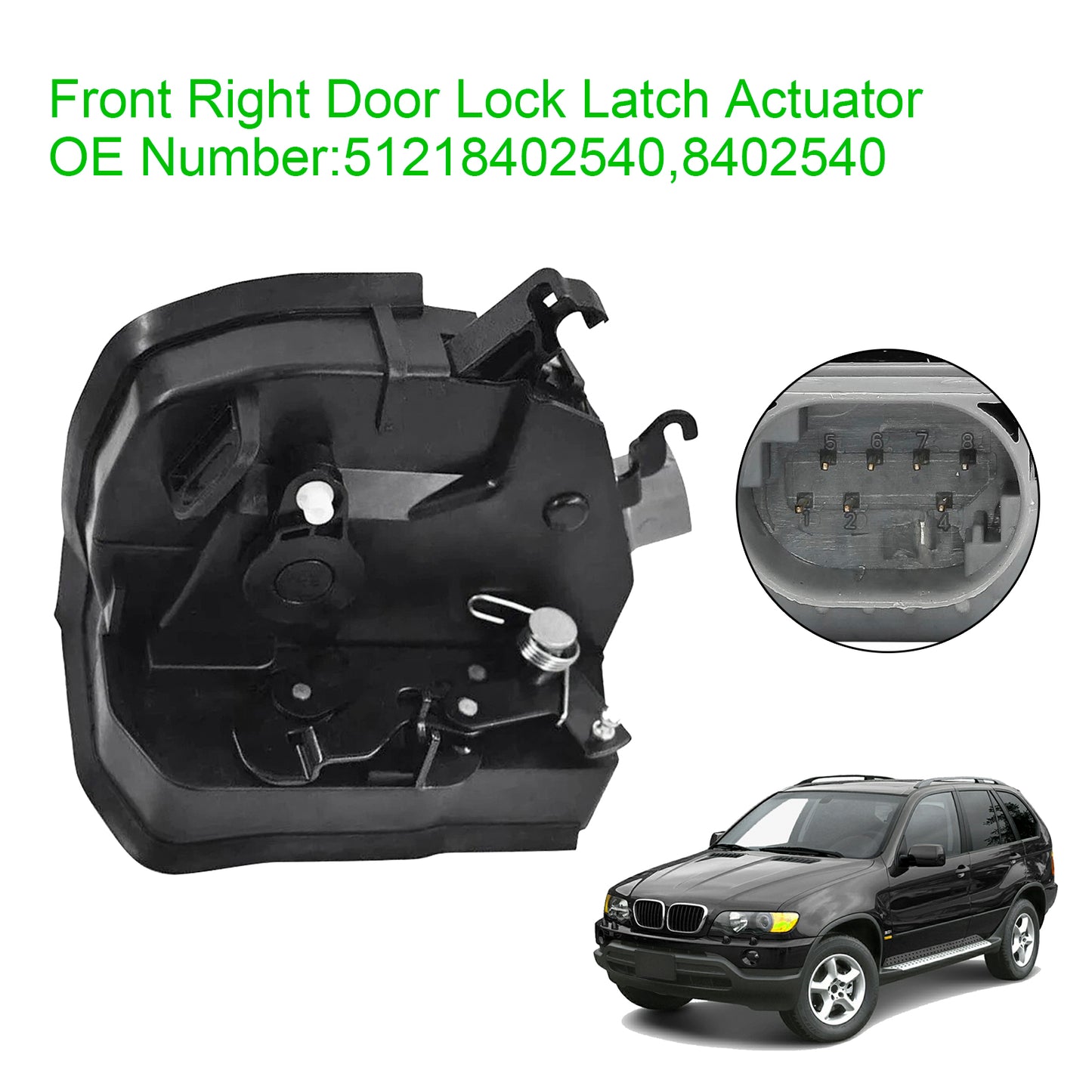 2000/01-2003/09 BMW X5 E53 4.4i 4398 ccm 210 KW 286 PS 51218402540 8402540 Front Right Door Lock Latch Catch Actuator