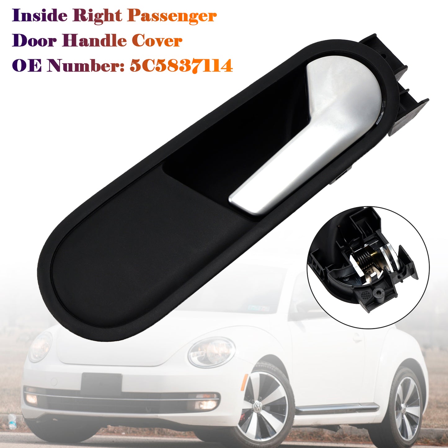 Inside Right Passenger Door Handle Cover 2012-2014 VW Beetle 5C5837114