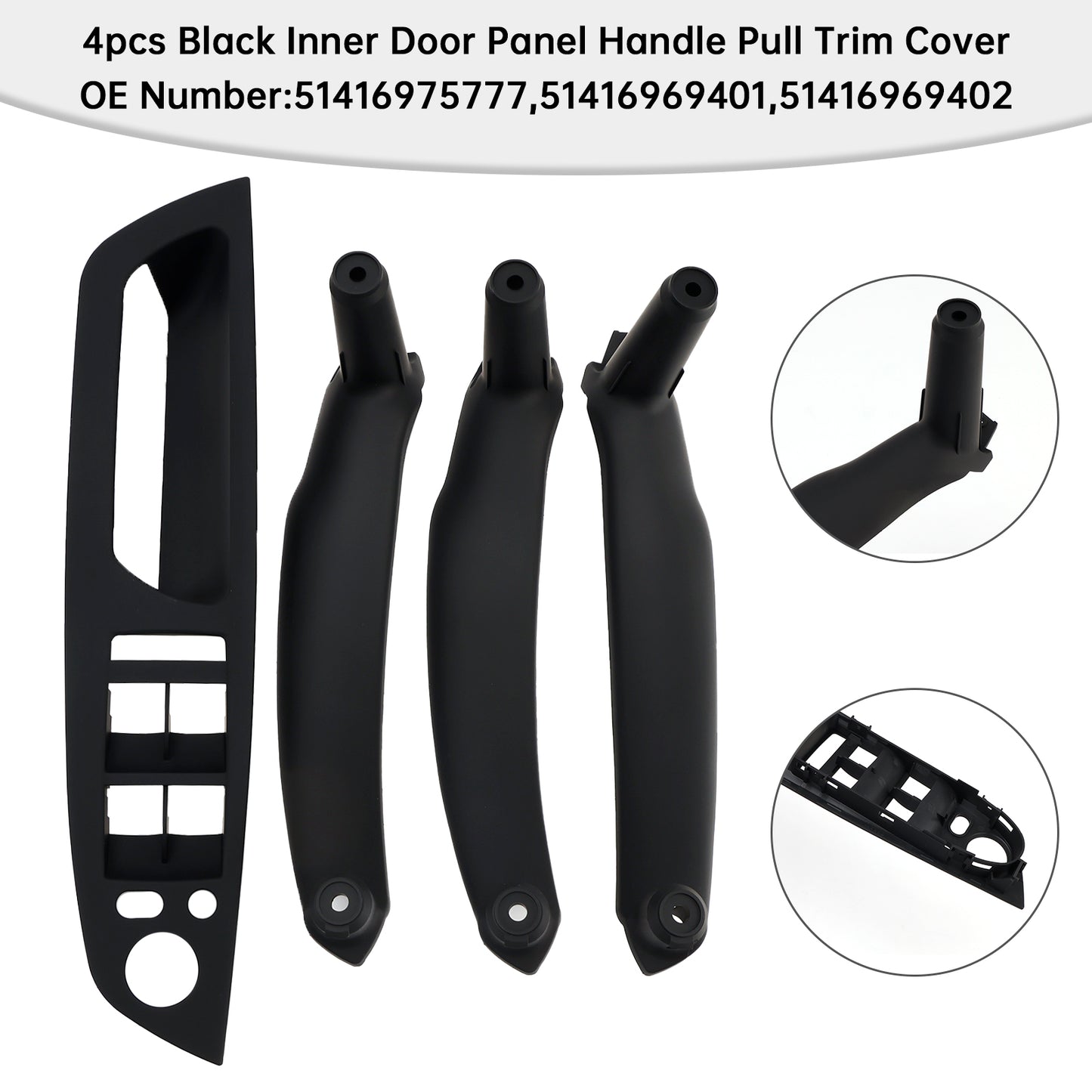 4pcs Black Inner Door Panel Handle Pull Trim Cover For BMW E70 X5 E71 X6 07-14