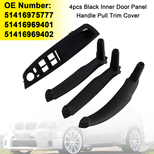 4pcs Black Inner Door Panel Handle Pull Trim Cover For BMW E70 X5 E71 X6 07-14