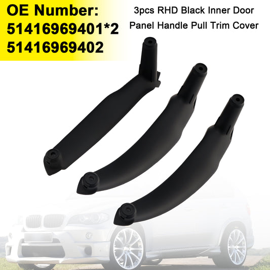 3pcs RHD Inner Door Panel Handle Pull Trim Cover For BMW E70 X5 E71 X6 07-14
