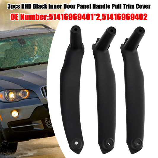 3pcs RHD Inner Door Panel Handle Pull Trim Cover For BMW E70 X5 E71 X6 07-14
