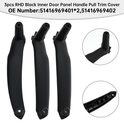 3pcs RHD Inner Door Panel Handle Pull Trim Cover For BMW E70 X5 E71 X6 07-14