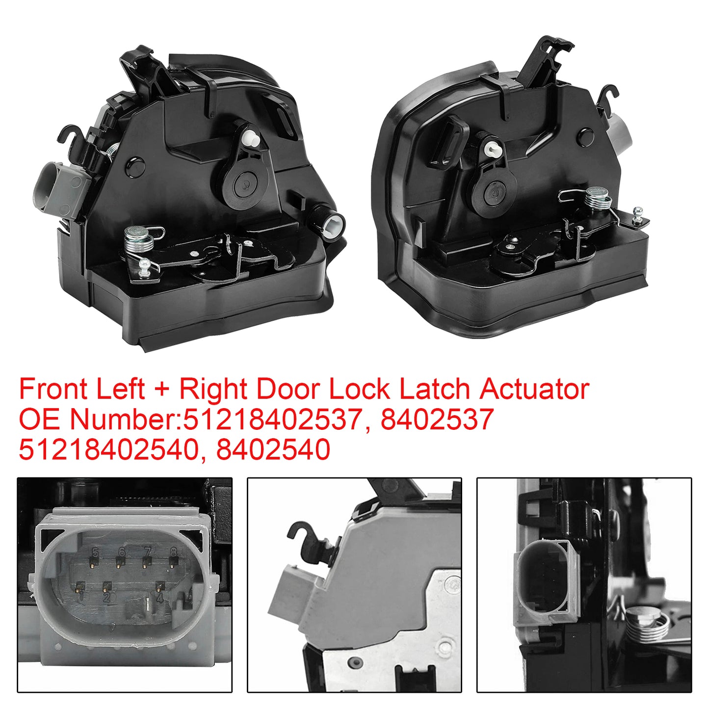 2003/10-2006/09 BMW X5 E53 3.0d 2993 ccm 160 KW 218 PS 51218402537/540 Pair Front Door Lock Latch Catch Actuator