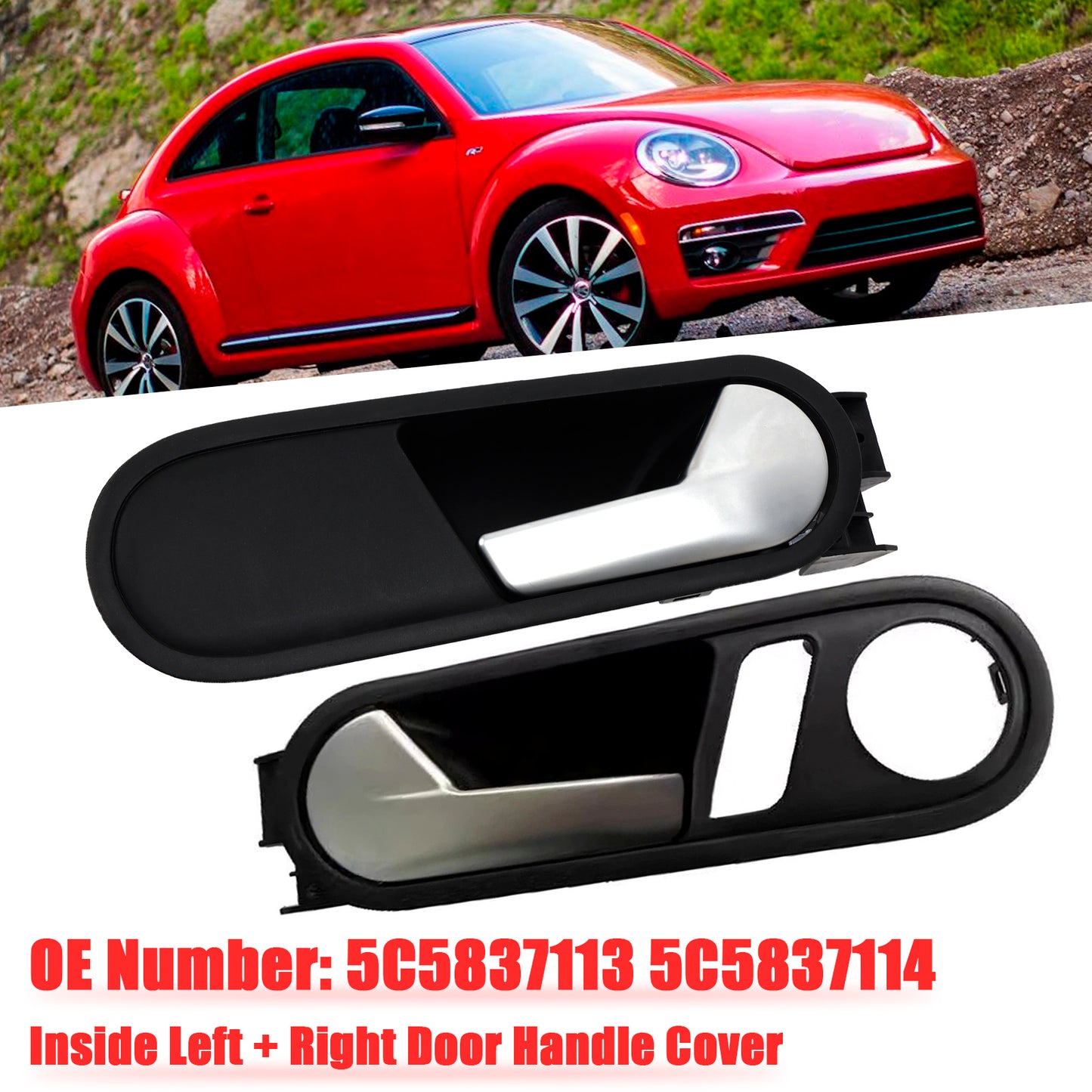 Left + Right Door Handle Cover 5C5837113 5C5837114 For VW Beetle 2012-2014