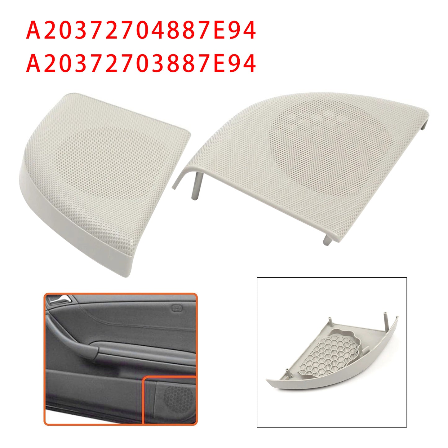 Mercedes W203 CLC Coupe A20372704887E94 Pair Front Door Speaker Cover