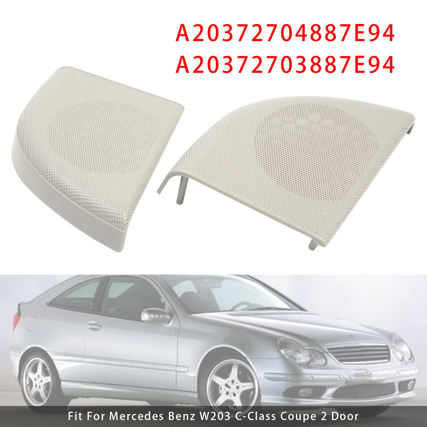 Mercedes W203 CLC Coupe A20372704887E94 Pair Front Door Speaker Cover