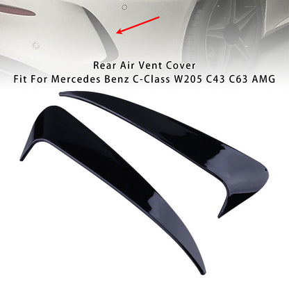 Mercedes Benz C-Class 4 Door Sedan With AMG Sport Bumper With Vent Only Gloss Black Rear Air Vent Cover